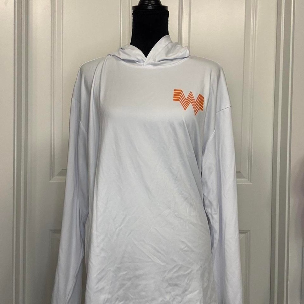 Whataburger White Performance Hooded Long Sleeve – Adult XL – Logo Back & Sleeve - Picture 4 of 6